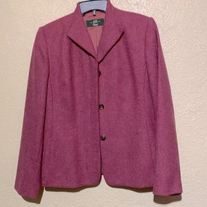 Orvis Blazer  100% Wool Jacket Pink Purple Size 10 Pockets Long Sleeve Lining